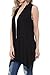 Shamaim Womens Womens Sleeveless Draped Open Front Cardigan Black Large