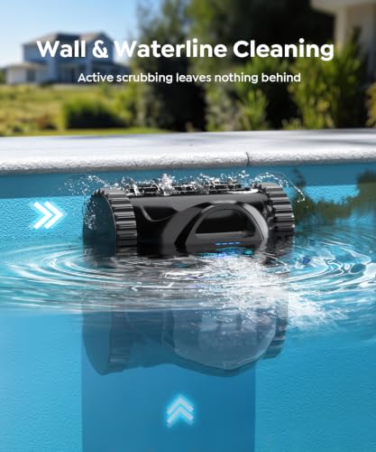 C1 Cordless Pool Cleaner Robot – 180 Mins Run Time, Triple-Motor Powerful Suction, Wall & Waterline Cleaning, Smart APP Navigation, Dual-Layer Filtration for Inground Pool up to 150㎡ (Semi-Black Blue)