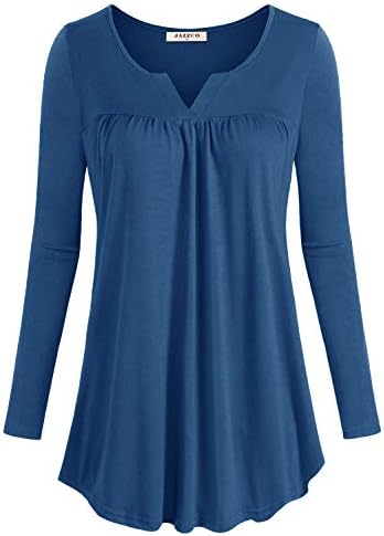 Jazzco Women's Long Sleeve V Neck Pleated Tunic T Shirt