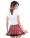 Honeystore Women's School Uniform Costume, 3-Piece Set,White And Red,L(Bust: 37.8-41.7in)