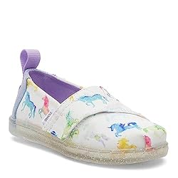 TOMS Girls Alpargata Loafer Flat, White Watercolor