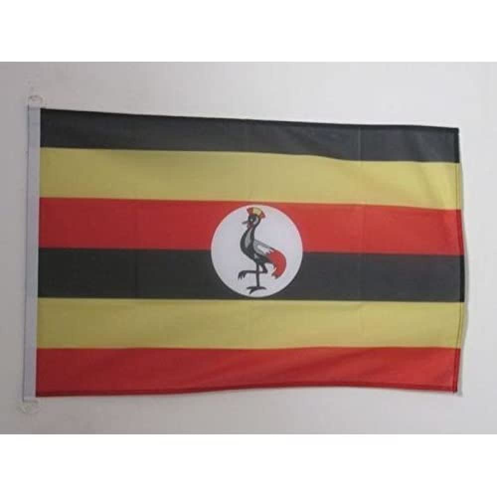 AZ FLAG - Uganda Flag - 2x3 Ft - For Outdoor - Ugandan Banner Knitted Polyester with Two Plastic Rings - Fade Resistant - Vivid Colors - 2' x 3' Feet - 90x60 Cm