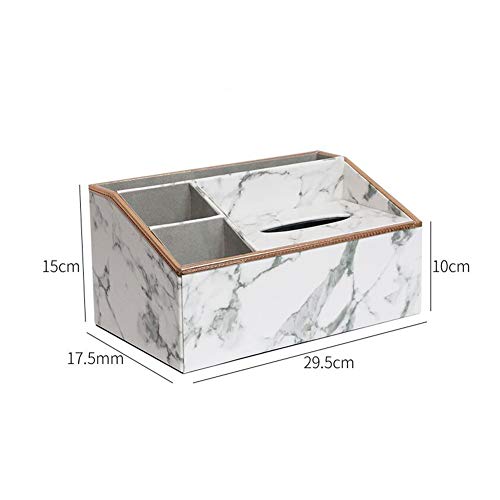 Aoile Multifunction PU Leather Remote Control Tissue Box Cover Holder Desk Storage Box Container for Home and Office Use Light Gray Linen - Thumbnail 6