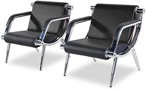 Silverylake Black PU Leather 2 Office Reception Chair Waiting Room Visitor Guest Sofa Double Seats