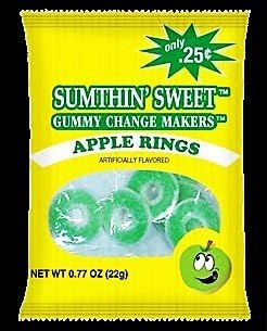 Sumthin' Sweet Green Apple Gummy Rings .22 oz bag (Pack of 24)