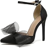 PiePieBuy Women's Pointed Toe Ankle Strap Pumps - Bow Detail Dress Heels For Wedding, Party & Evening - View #5