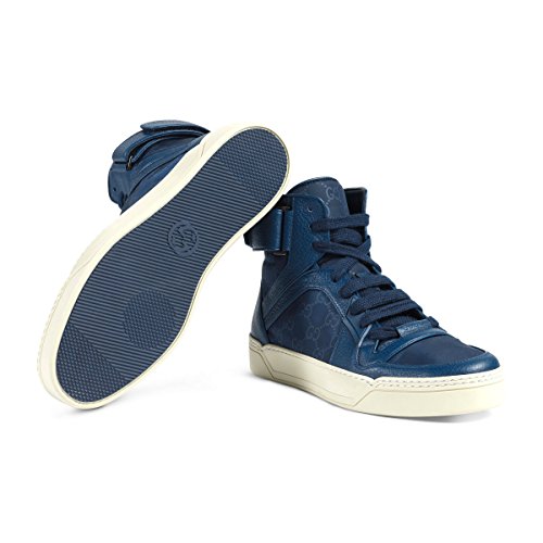 Gucci men s nylon guccissima high-top sneaker, blue 409…