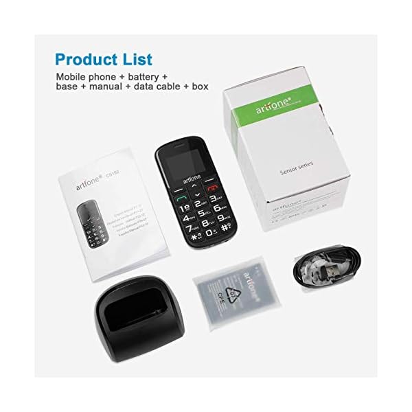 Artfone-CS182-Big-Button-Mobile-Phone-Senior-Unlocked-Mobile-Phone-with-Dock-and-1400mAh-Battery artfone CS182 Big Button Mobile Phone, Senior Unlocked Mobile Phone with Dock and 1400mAh Battery.