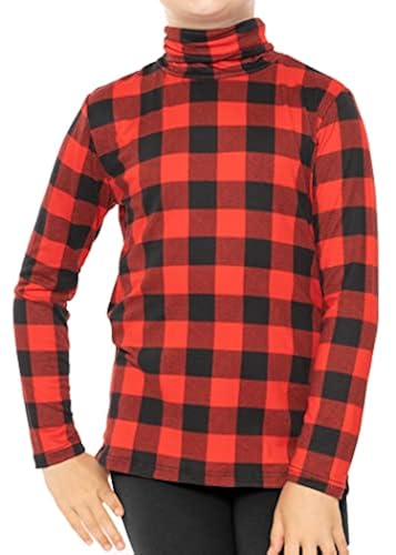 Girl's Long Sleeve Turtleneck Red Buffalo Plaid X-Large in Bahrain