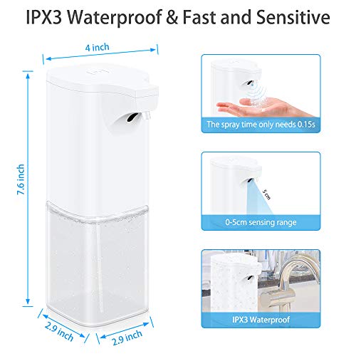 VEEAPE Alcohol Dispenser Automatic Hand Sanitizer Alcohol Spray, 350ml Non-Contact Sprayer Bottles Infrared Induction Touchless Soap Dispenser Auto Hands Free Liquid Pump