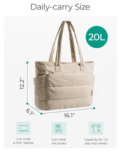 Puffy Tote Bag for Women, Lightweight Quilted Shoulder Handbag with Multiple Compartments, Ideal for Travel, Work, Gym