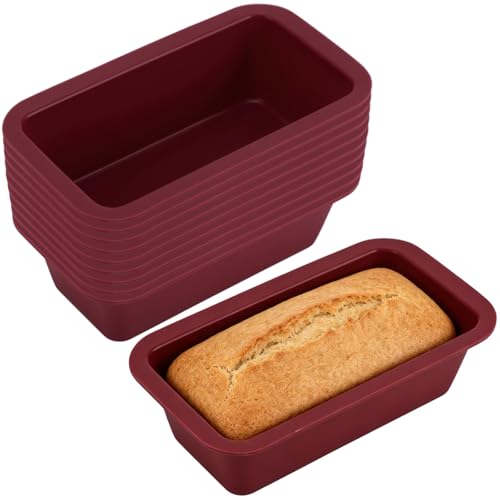 PitInnov 10 Pcs Silicone Bread Loaf Pans, Non-Stick Silicone Loaf Pans for Baking, Heat Resistant Baking Pan for Homemade Loaf, Bread and Meatloaf Home DIY Baking at Amazon