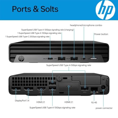 HP Elite Mini G9 Business Desktop Computer, 13th Gen Intel 16-Core i7-13700T, USB-C, Ultra Quite Design, RJ-45, HDMI, Wi-Fi 6, Bluetooth, KB & Mouse, Windows 11 Pro (16GB RAM | 512GB SSD)