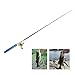 Jatzde LIXIANGNAN Mini Portable Pocket Fish Rod Pen Aluminum Alloy Fishing Rod Pole Reel Combos (Blue)