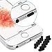 PortPlugs Anti Dust Plugs (5 Pairs) Charging Port Covers Compatible with iPhone SE, 5, 5s, 5c, 6 iPad 4 and iPad Air, Headphone Jack Dust Plug with SIM Card Remover, Includes Cleaning Brush (Black)