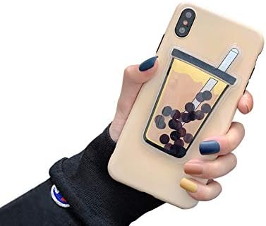 iPhone Xs MAX Case, Tuerdan Funny [Flowing Pearl Milk Tea Case] [Hard PC Back] [Liquid] Interesting Toy Personality Shockproof Anti-Fingerprint Girl Case for iPhone Xs MAX