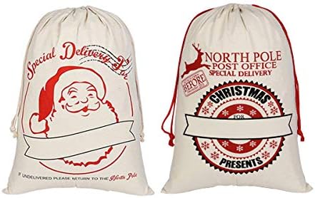 Homezal 2 Pack Santa Sacks with Drawstring 19.7 x 27.6 Inch A Great Hit at Christmas Time for Your Family or Friends