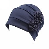 HONENNA Chemo Turban headband Scarf Beanie Cap Hat for Cancer Patient (Navy blue)