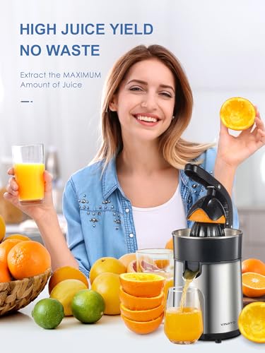 Vinato Electric Orange Squeezer, 2 Cones for All Citrus, Stainless Steel Body and Filter Electric Juicer Electric Juicer, 85W