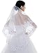 Edith qi 2 Tier Lace Silver Lined Beaded Edge Fingertip Length Bridal Wedding Veil,White,Free Size