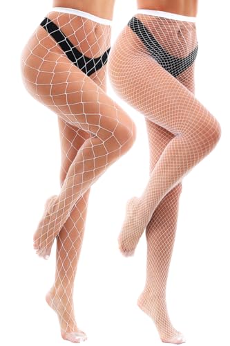 VEBZIN 2 Style Mesh Fishnet Stockings Tights High Waist Fishnets Tights for Women