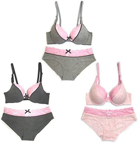 Le Ange Intimates Women 3 Pack Solid Color Lace Trim Bra Sets (40C/XL)