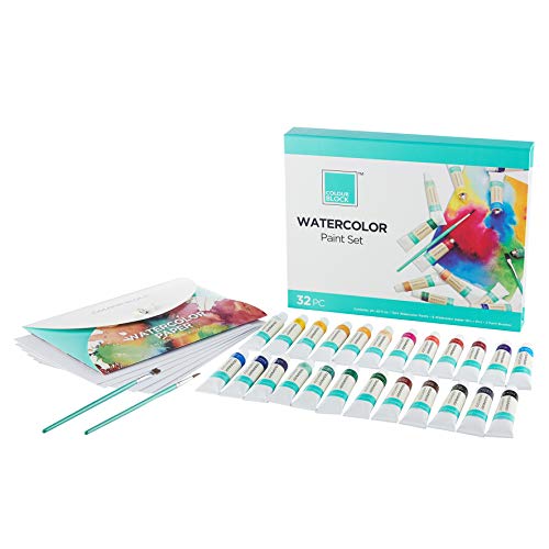COLOUR BLOCK 56 Piece Watercolor Bundle Set with 24pc Color Watercolor Pencil Set in Tin Box and 32pc Watercolor Paint Set in Cardboard Gift Box