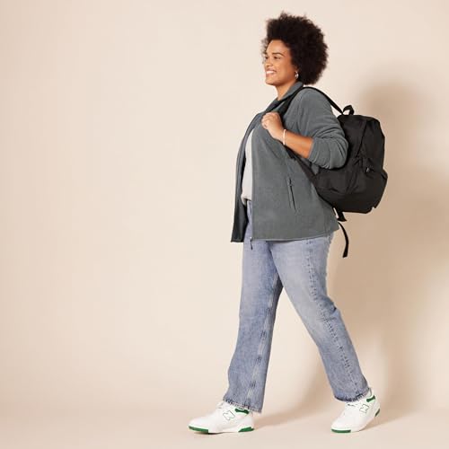 AMAZON ESSENTIALS WOMEN’S CLASSIC-FIT FULL-ZIP POLAR SOFT FLEECE JACKET (AVAILABLE IN PLUS SIZE), CHARCOAL HEATHER, 2X