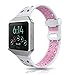 For Fitbit Blaze Bands Accessory, VODKE Silicone Ventilate Replacement Watch Band/Strap/Bracelet/Wristband With Frame For Fitbit Blaze Smart Fitness Watch Men Women Small Large (White+Pink)