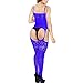 Blue QueensHot Sexy Sheer Lingerie Babydoll Suspender Corset Nightie Leotard Body Suit Stocking With Venetian Eyemask,One Size Fits Most US Size S to XL