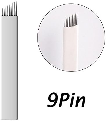 100pcs 9 Pin Sloped Permanent Makeup Needles Embroidery Manual Eyebrow Tattoo Needles Microblading Blades Needles