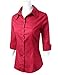 ELF FASHION 3/4 Sleeve Stretchy Button Down Collar Office Formal Casual Shirt Blouse for Women (Size S~6XL)