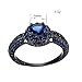 JunXin Delicate 6MM Round Shape Blue Sapphire Black Gold Halo Rings Wedding Size6/7/8/9/10