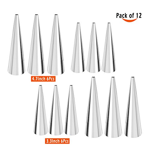 YsesoAi Lady lock forms - 2 types Stainless Steel Pastry, Cream Horn Molds, Free Standing Cone Shapeï¼ˆPack of 12ï¼‰
