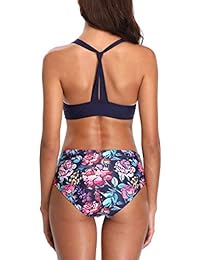 Bañador de dos piezas para dama, con lazo sexy, parte delantera y cintura alta