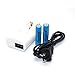 Yueling@ 2Pcs 1200mah 3.7V 14500 Rechargeable Blue Li-Ion Battery for Torch Flashlight with Dual Travel Charger