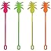 Royer 10 Inch Pineapple, Tropical Swizzle Sticks, Assortment (Pink, Yellow, Orange, Green), Set of 24 - Made In USA