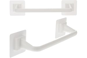 NESTINGHO 2pcs 40cm White Self-Adhesive Bathroom Wall Towel Bars, Non-Drill Sticky Towel Holders for Bathroom