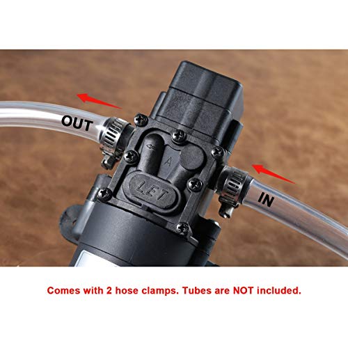12V DC Fresh Water Pump with 2 Hose Clamps 12 Volt Diaphragm Pump Self Priming Sprayer Pump with Pressure Switch 4.5 L/Min 1.2 GPM 80 PSI Adjustable for RV Camper Marine Boat Lawn