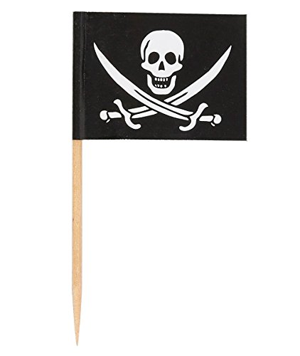 image for DelightBox 200 Count Pirate Flag Picks - Party Cocktail Toothpicks for
