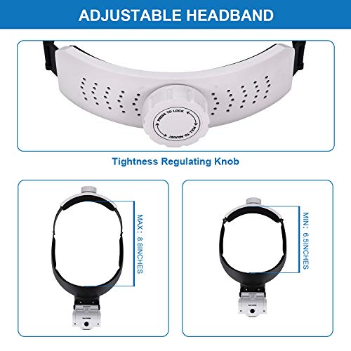 YOCTOSUN Headband Magnifier with 2 LED Lights and 5 Detachable Lenses 1X,1.5X,2X,2.5X,3.5X -Hands-Free Head Worn Lighted Magnifying Glasses for Close Work, Jewelry Work, Watch Repair, Arts & Crafts - Thumbnail 5
