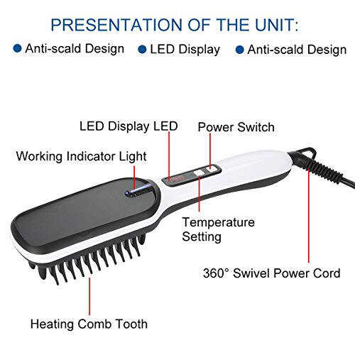 Portable Anion Hair Straightener Brush Frizz-Free Straightening Hair Brush Hair Care Straight Heated Comb with Temperature Inductor EU Plug - Thumbnail 7