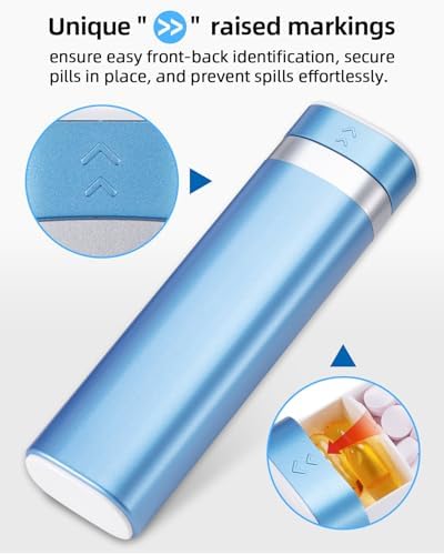Pilulier hebdomadaire 7 jours - Pilulier de voyage - Joli pilulier pour contenir des vitamines, des médicaments, des suppléments, des pilules (bleu)