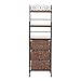 SEI Furniture Wood Metal Frame 3 Drawer w/Woven Baskets, Black w/Brown