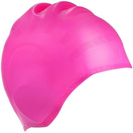 KATTEONG Swimming Cap Silicone Non-Toxic Tasteless Long Hair Swim Cap with 3D Ergonomic Design Ear Pockets and Great High Elasticity for Teenagers Women and Adults Keeps Hair Clean Ear Dry
