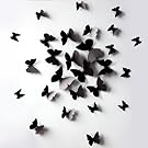 Black 24PCS 3D Butterfly Wall Stickers Decor Art Decorations 3 size (24, Black)