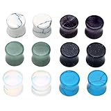 PiercingJ 12pcs Natural Gem Stone Double Flared Saddle Plug Gauge Ear Stretcher Piercing Jewelry Gauge kit 2g 0g 00g 12mm 14mm