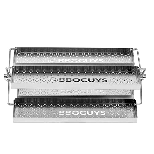 BBQGuys Signature Rib Rotisserie Rotating BBQ Grill Trays BBQRRW