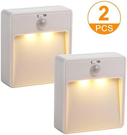 Night Light, Stripsun 2 Pack Battery Powered LED Motion Sensor Stick On Anywhere Sleep Friendly Energy Efficient Compact Night Light for Bedroom Bathroom Kitchen Hallway Stairs and More (Warm White)