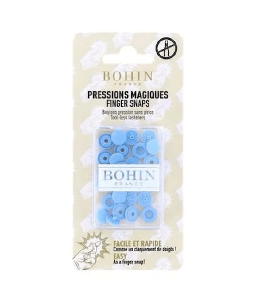 Bohin - Bohin Plastic Blue (9mm) Snap Fasteners - 8 Pieces